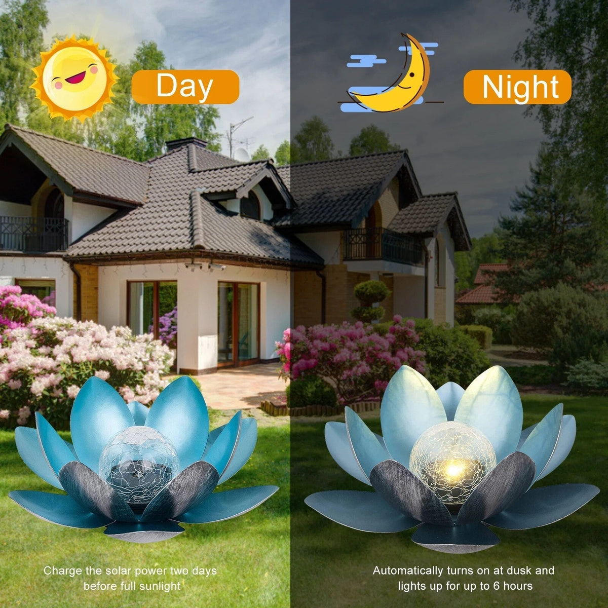 Solar-Powered Lotus Light Outdoor Decorative Lantern-Lighting > Outdoor Lighting-casanuva-casanuva