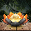 Solar-Powered Lotus Light Outdoor Decorative Lantern-Lighting > Outdoor Lighting-casanuva-Yellow-Gray-casanuva