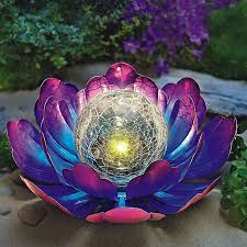 Solar-Powered Lotus Light Outdoor Decorative Lantern-Lighting > Outdoor Lighting-casanuva-Yellow-Purple-casanuva
