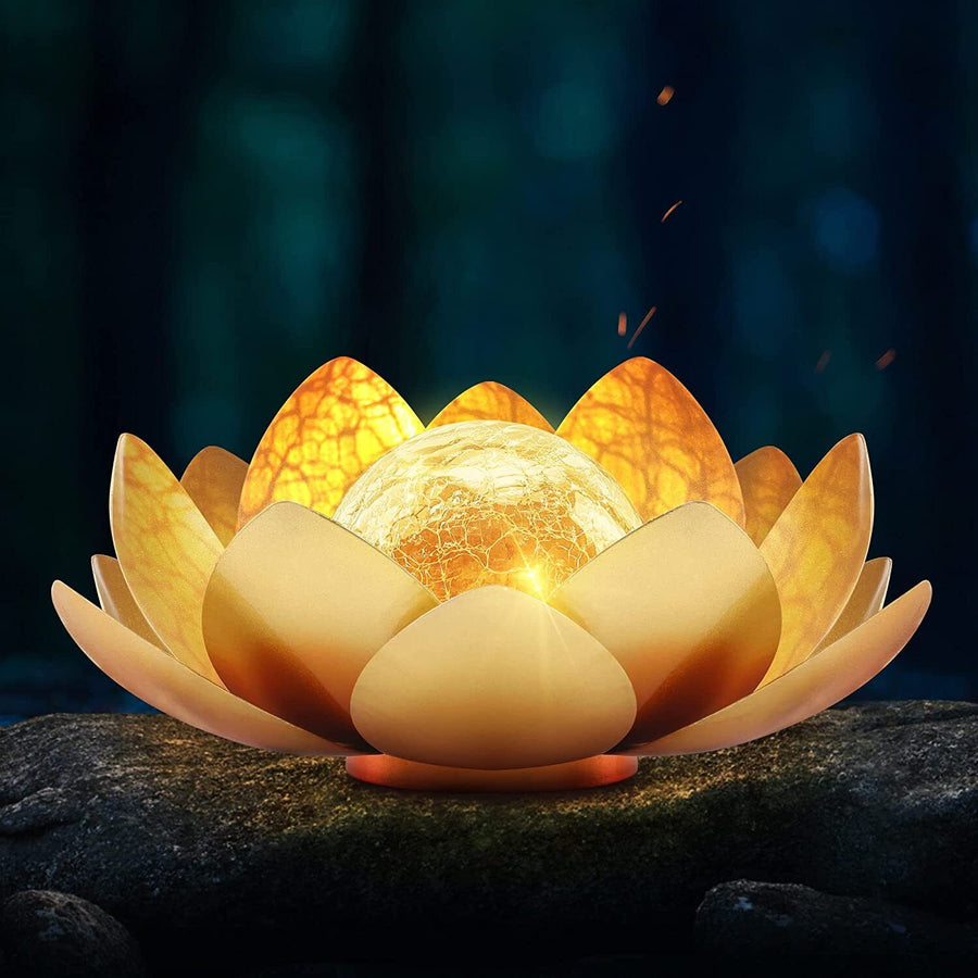 Solar-Powered Lotus Light Outdoor Decorative Lantern-Lighting > Outdoor Lighting-casanuva-Yellow-Yellow-casanuva