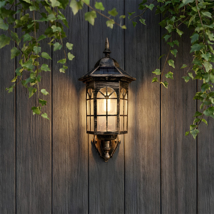 Solar Wall Light IP44 Outdoor Sensor Lamp for Patio and Garden-Lighting > Outdoor Lighting-casanuva-Black-B-H27.5CM-casanuva