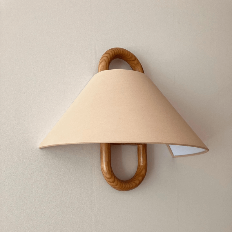Solid Wood Pleated Semi-Circle Wall Sconce Lamp 1-Light-Lighting > Wall Lights-casanuva-casanuva