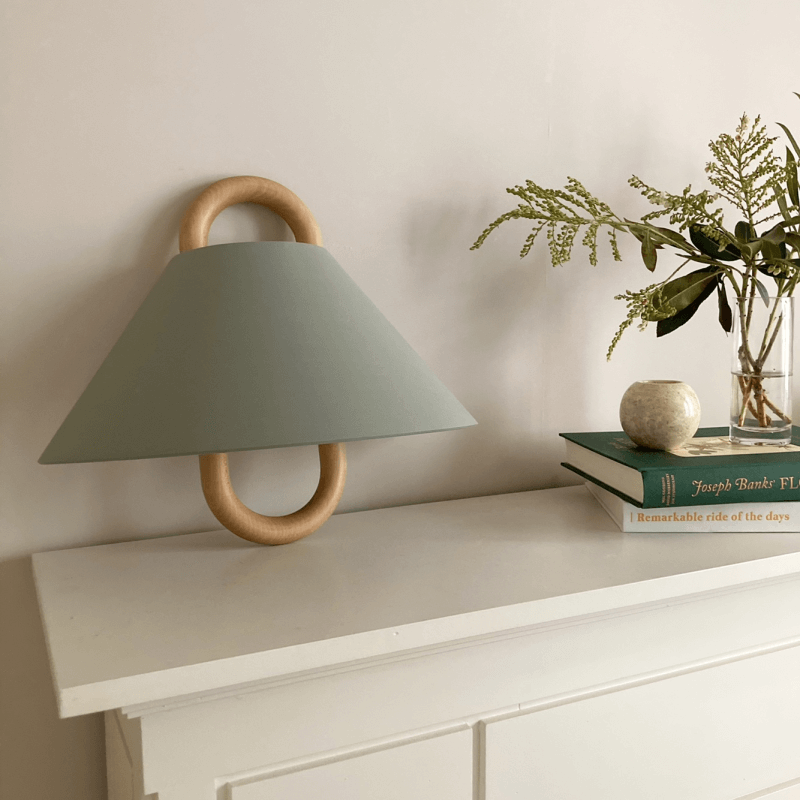Solid Wood Pleated Semi-Circle Wall Sconce Lamp 1-Light-Lighting > Wall Lights-casanuva-Green - Flat-Plug-in-100V-120V-casanuva