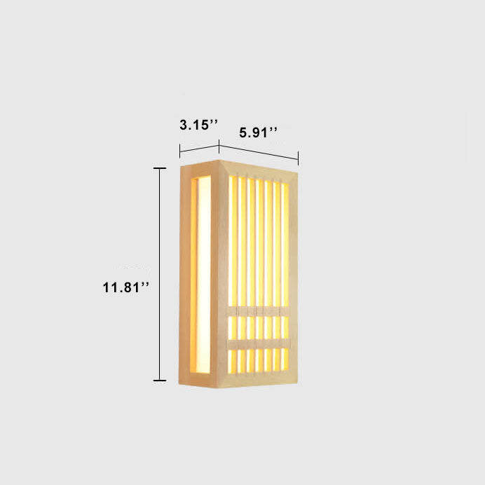 Solid Wood Rectangular Japanese Wall Sconce Lamp 1-Light-Lighting > Wall Lights-casanuva-casanuva