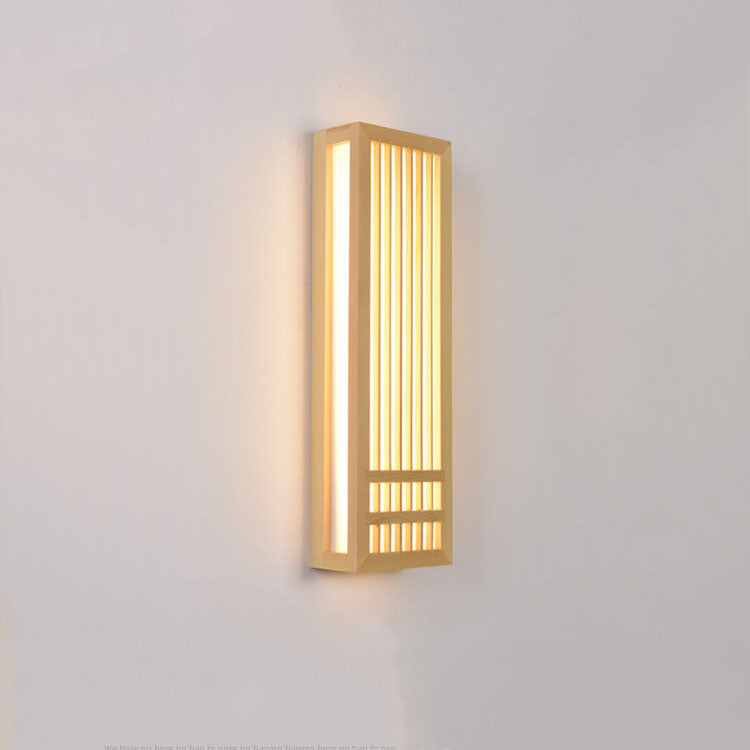 Solid Wood Rectangular Japanese Wall Sconce Lamp 1-Light-Lighting > Wall Lights-casanuva-Large-White Light (5000K)-220V-240V-casanuva