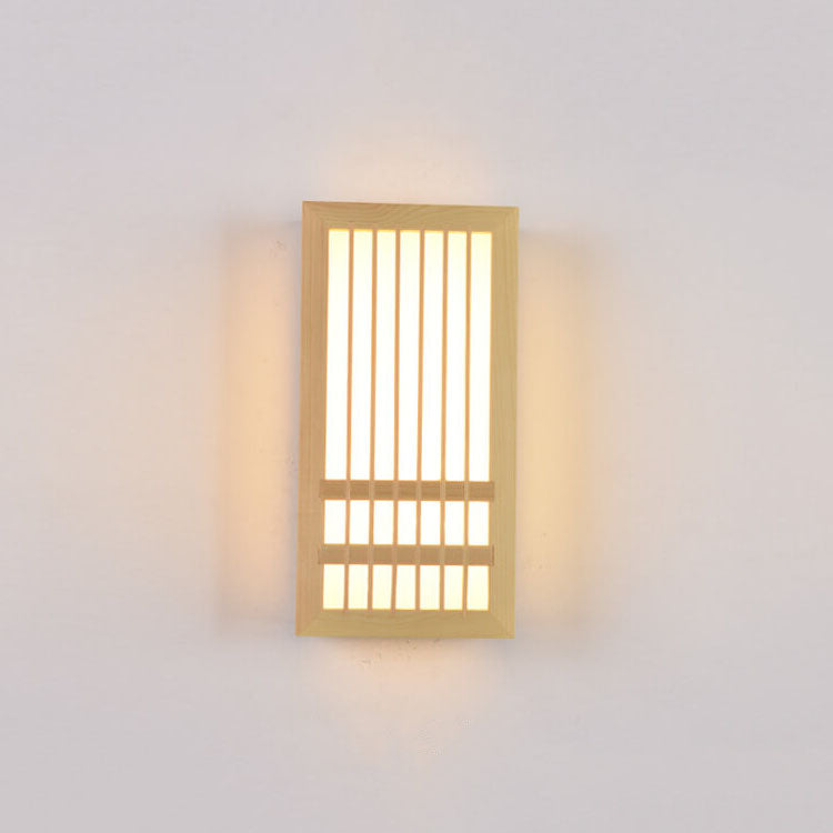 Solid Wood Rectangular Japanese Wall Sconce Lamp 1-Light-Lighting > Wall Lights-casanuva-Small-Warm Light (3000K)-100V-120V-casanuva