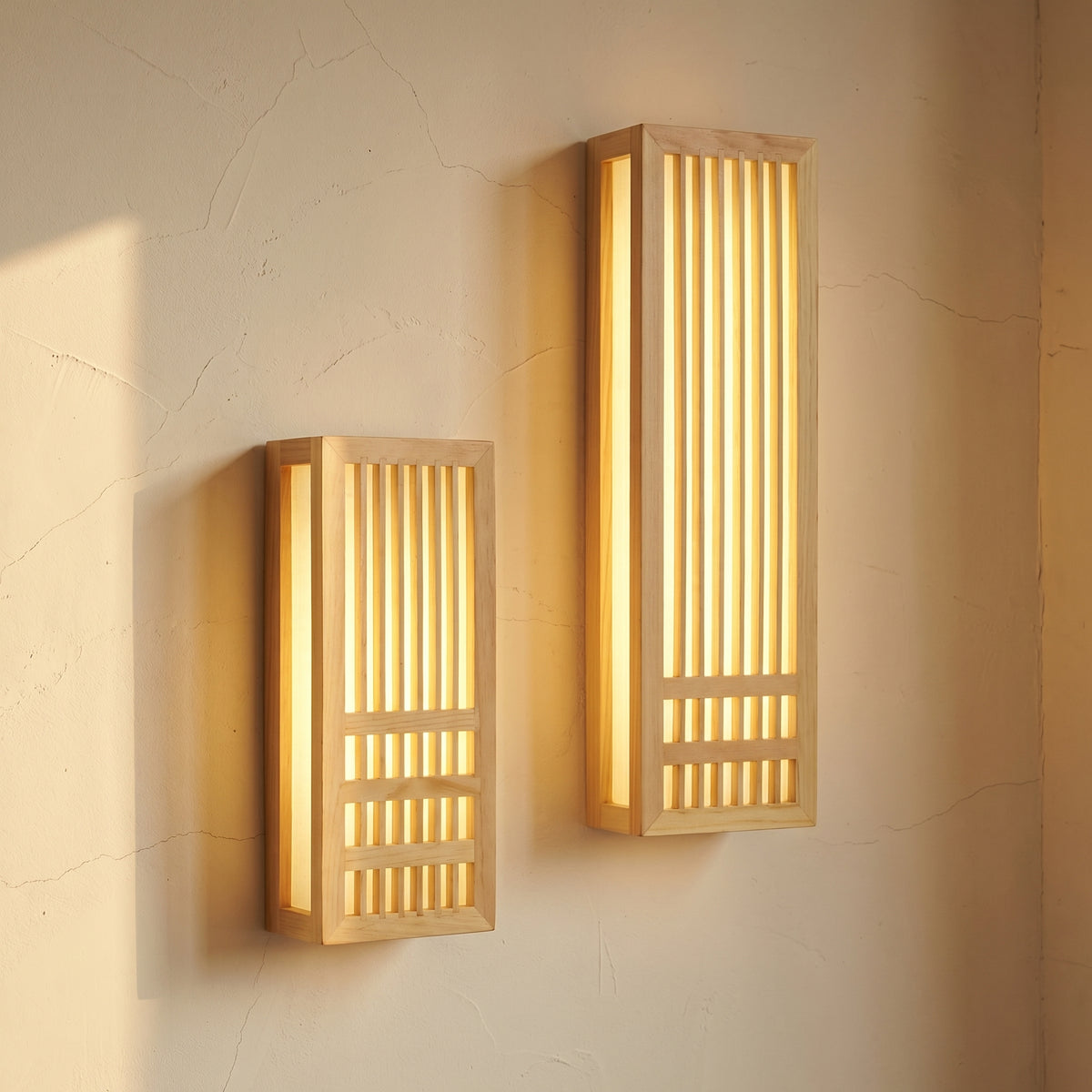 Solid Wood Rectangular Japanese Wall Sconce Lamp 1-Light-Lighting > Wall Lights-casanuva-casanuva