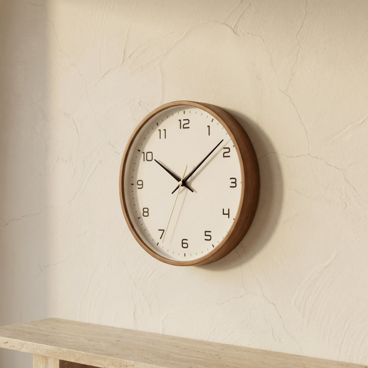 Solid Wood Wall Clock Brown Cream-Home Decor > Clocks-casanuva-casanuva