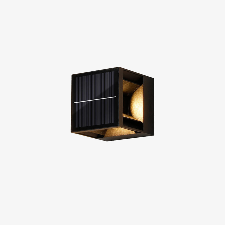 Square Black Solar Outdoor Wall Light-Lighting > Outdoor Lighting-casanuva-casanuva