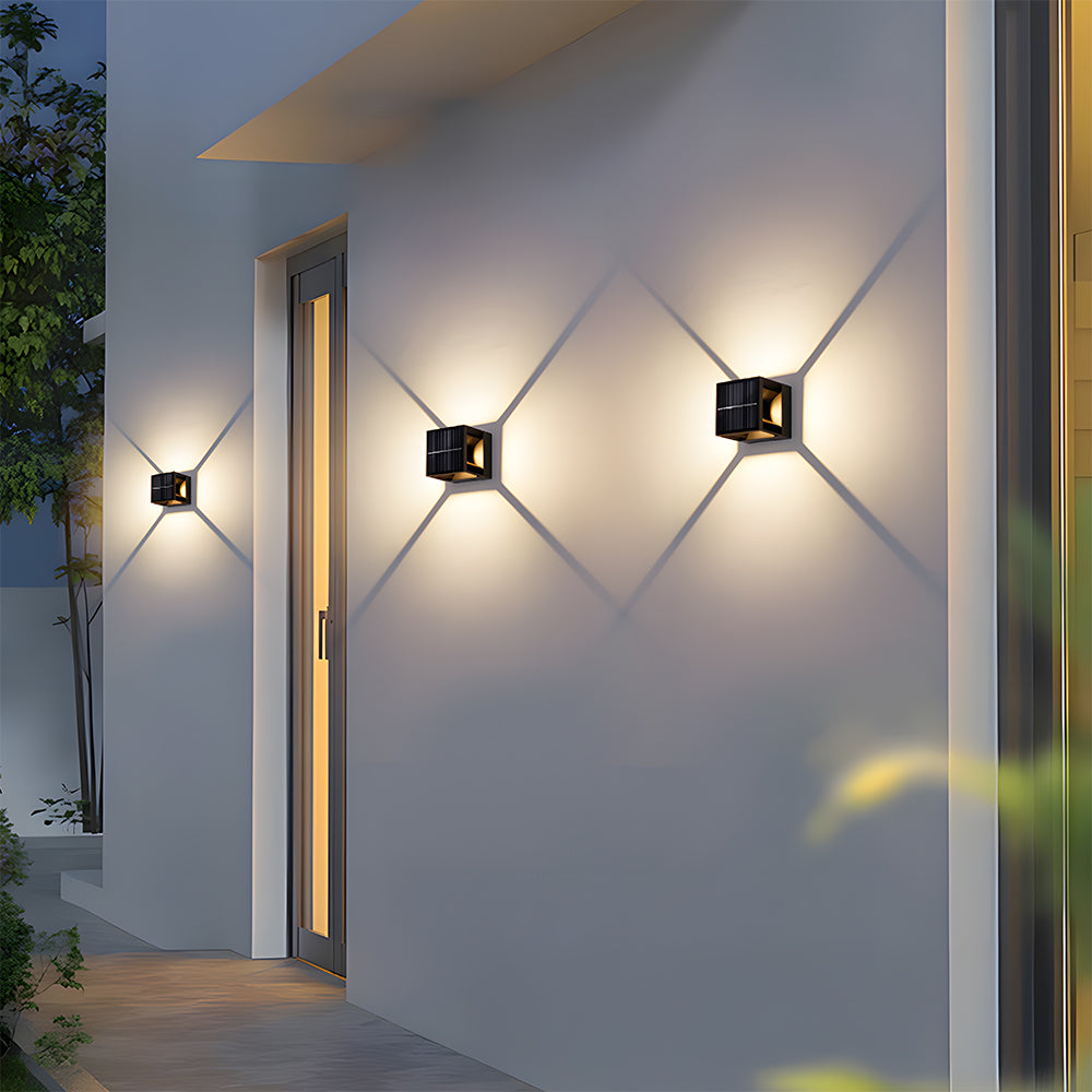 Square Black Solar Outdoor Wall Light-Lighting > Outdoor Lighting-casanuva-Black-Warm Light-casanuva
