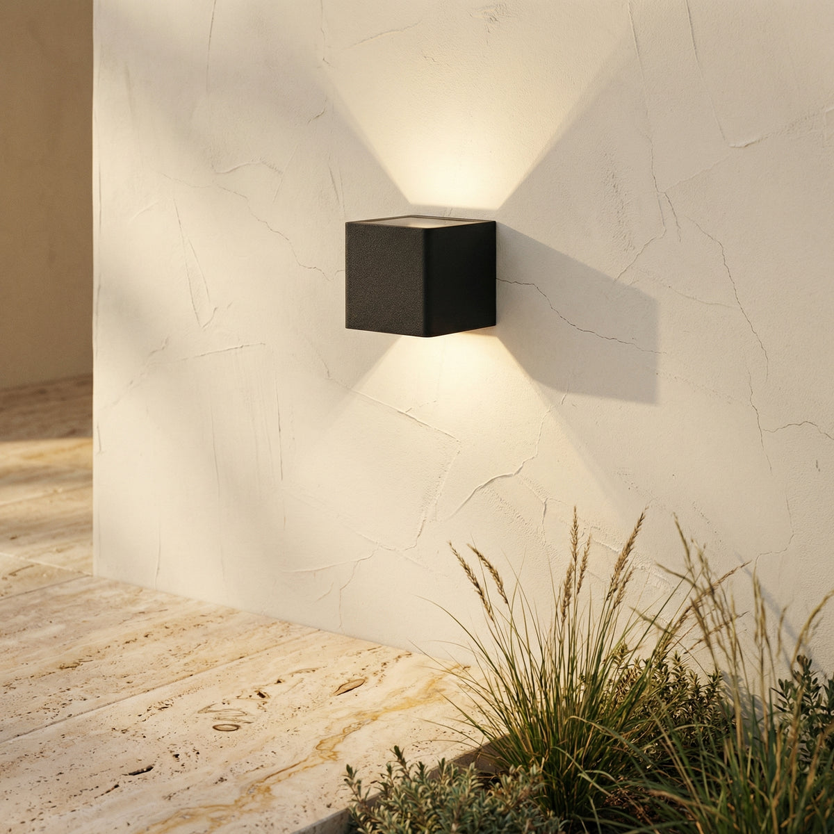 Square Black Solar Outdoor Wall Light-Lighting > Outdoor Lighting-casanuva-casanuva