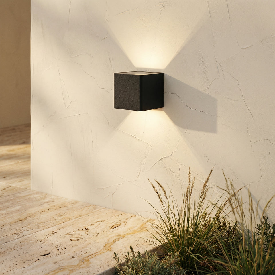 Square Black Solar Outdoor Wall Light-Lighting > Outdoor Lighting-casanuva-casanuva