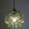 Stained Glass Pendant Light 1-Light Floral Design-Lighting > Pendant Lights-casanuva-100V-120V-Aqua Green-casanuva
