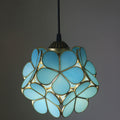 Stained Glass Pendant Light 1-Light Floral Design-Lighting > Pendant Lights-casanuva-100V-120V-Blue-casanuva
