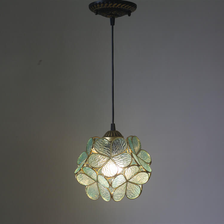 Stained Glass Pendant Light 1-Light Floral Design-Lighting > Pendant Lights-casanuva-220V-240V-Aqua Green-casanuva