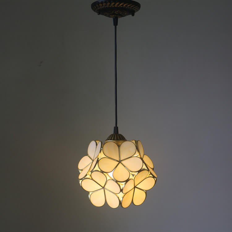 Stained Glass Pendant Light 1-Light Floral Design-Lighting > Pendant Lights-casanuva-220V-240V-Beige-casanuva