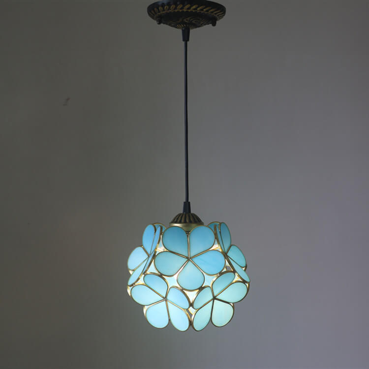 Stained Glass Pendant Light 1-Light Floral Design-Lighting > Pendant Lights-casanuva-220V-240V-Blue-casanuva