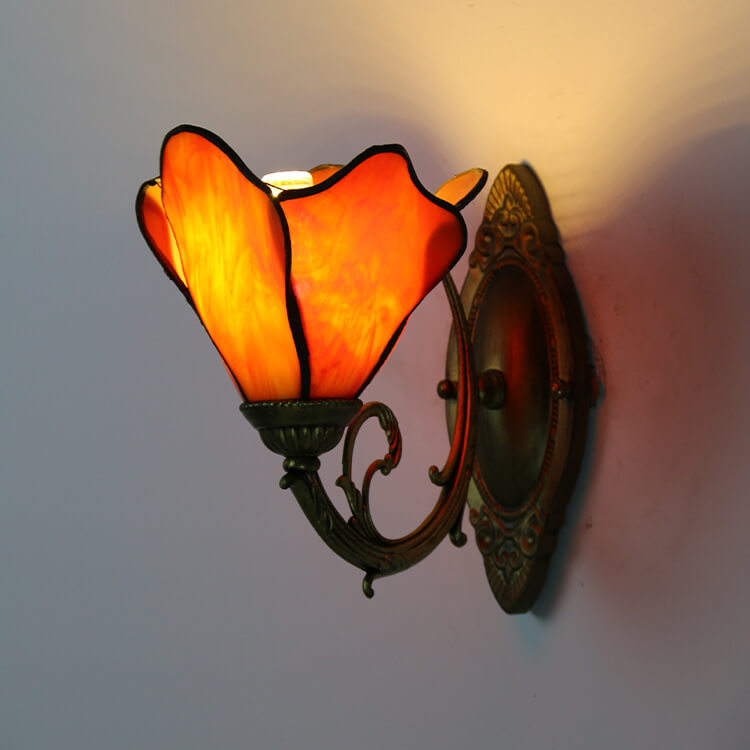 Stained Glass Wall Sconce Lamp Tiffany Petals 1-Light Design-Lighting > Wall Lights-casanuva-100V-120V-Red-casanuva
