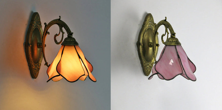 Stained Glass Wall Sconce Lamp Tiffany Petals 1-Light Design-Lighting > Wall Lights-casanuva-casanuva