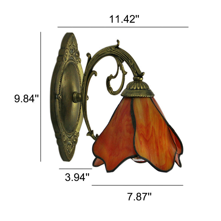 Stained Glass Wall Sconce Lamp Tiffany Petals 1-Light Design-Lighting > Wall Lights-casanuva-casanuva