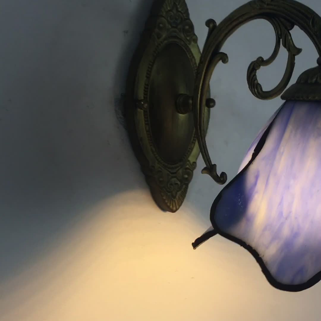 Stained Glass Wall Sconce Lamp Tiffany Petals 1-Light Design-Lighting > Wall Lights-casanuva-casanuva