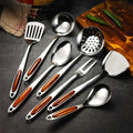 Stainless Steel Cooking Utensil Set with Wooden Handles 7 Pieces-Kitchen & Dining > Cooking Utensils-casanuva-7-Piece Set-casanuva