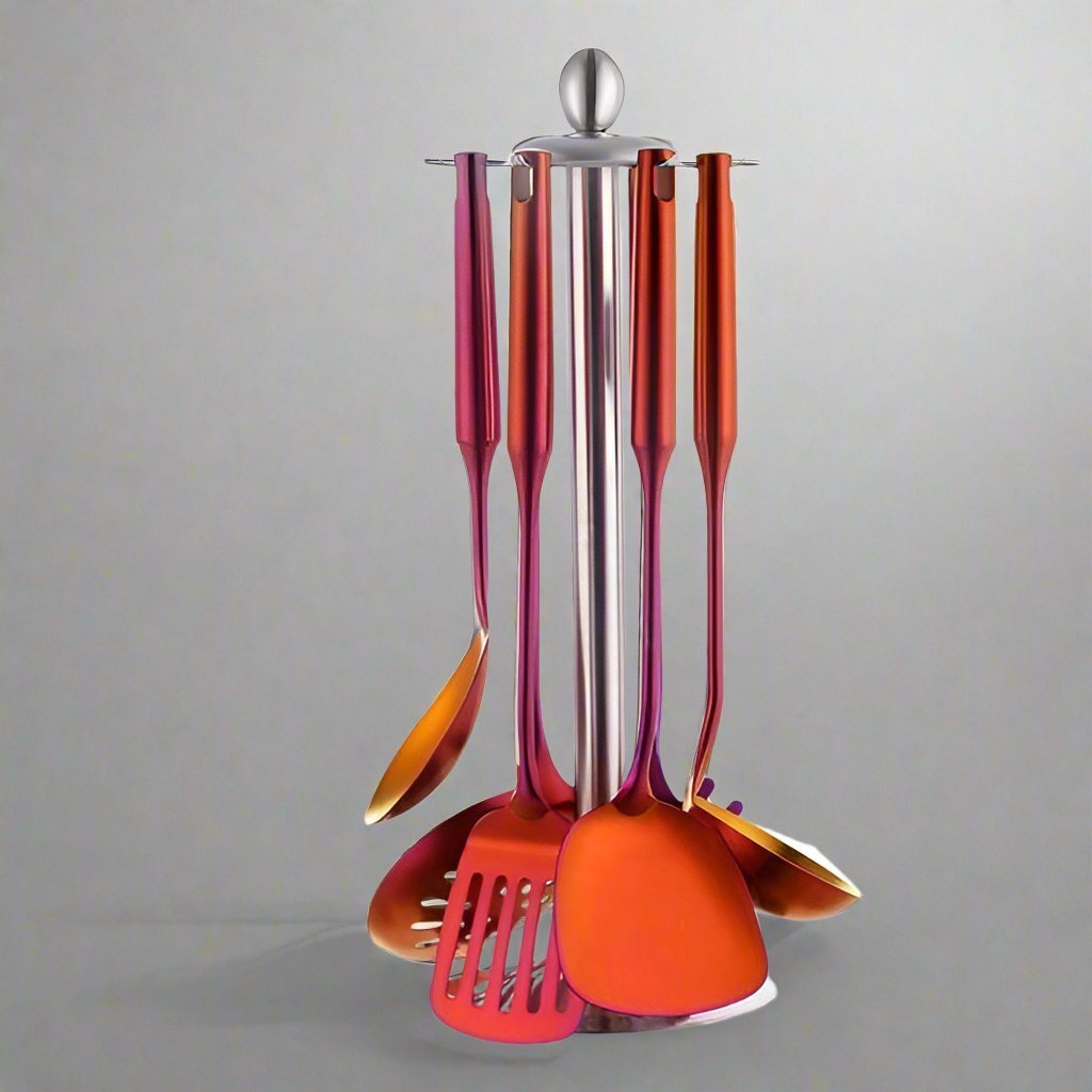 Stainless Steel Cooking Utensils Set 7-Piece Stockholm Lattea-Kitchen & Dining > Cooking Utensils-casanuva-Rainbow Red-casanuva