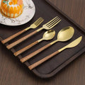 Stainless Steel Cutlery Set with Wooden Handles-Kitchen & Dining > Cutlery-casanuva-Gold-30pcs-casanuva