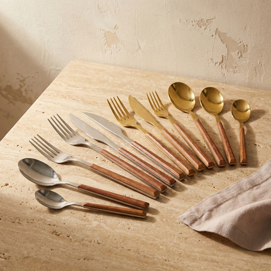 Stainless Steel Cutlery Set with Wooden Handles-Kitchen & Dining > Cutlery-casanuva-casanuva