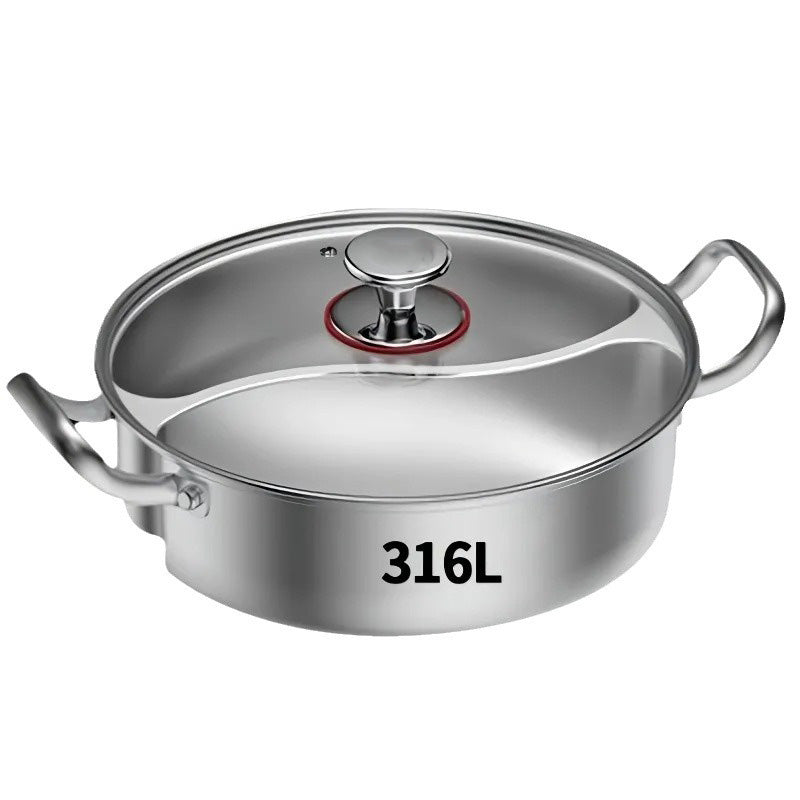 Stainless Steel Hot Pot for Two Flavors 32 cm Induction and Gas Compatible-Kitchen & Dining > Cookware-casanuva-casanuva