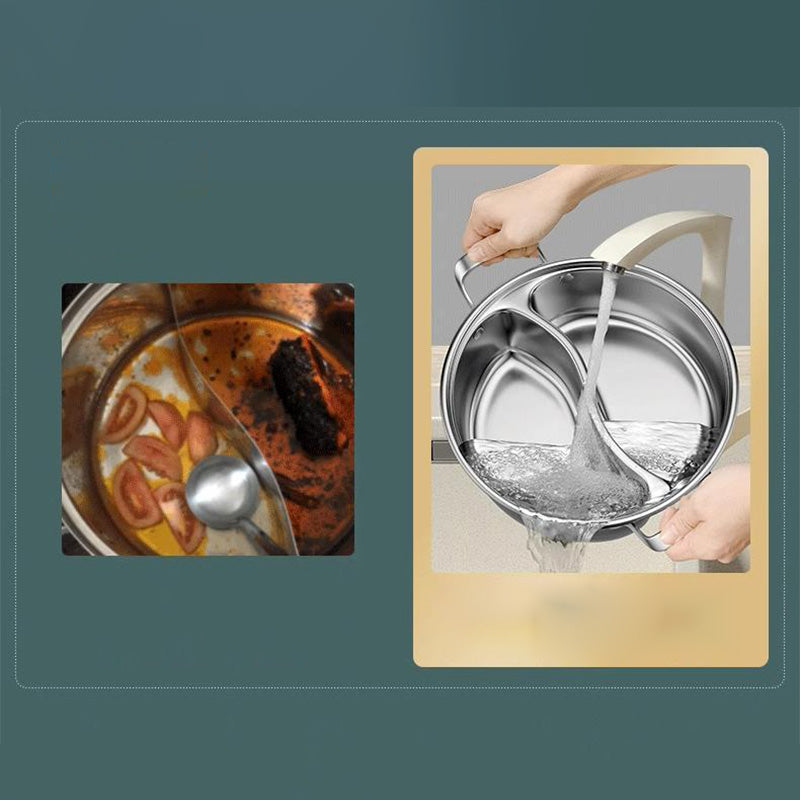 Stainless Steel Hot Pot for Two Flavors 32 cm Induction and Gas Compatible-Kitchen & Dining > Cookware-casanuva-casanuva