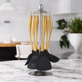 Stainless Steel Non-Stick Utensil Set-Kitchen & Dining > Cooking Utensils-casanuva-Gold-6-Piece + Stand Set-casanuva