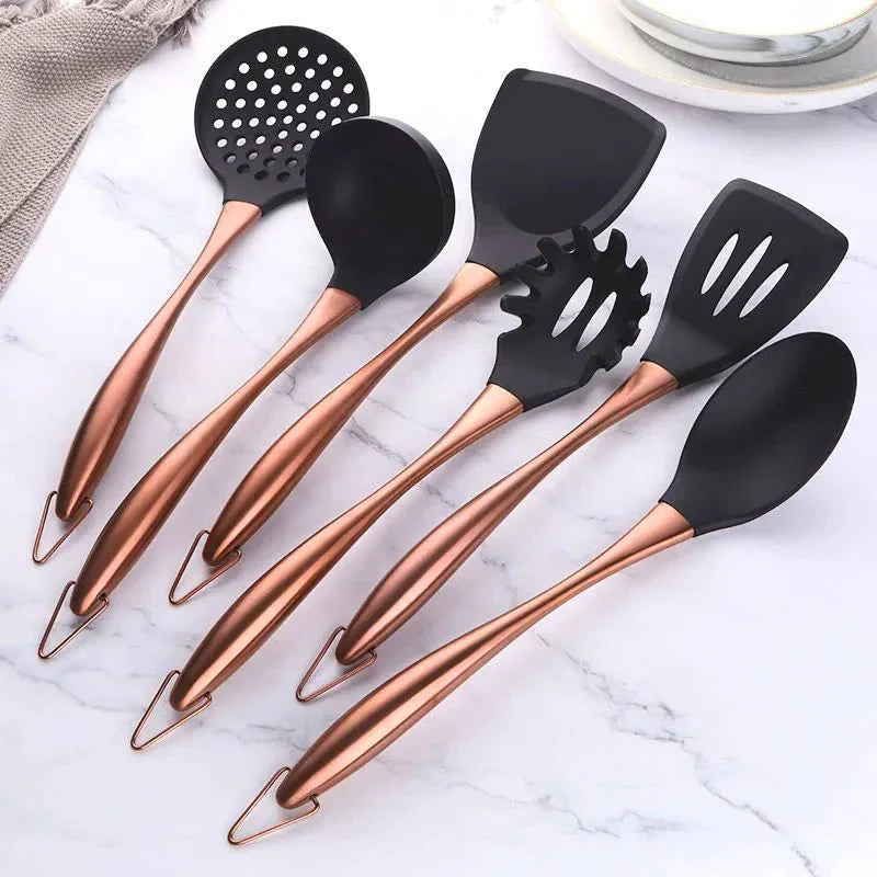 Stainless Steel Non-Stick Utensil Set-Kitchen & Dining > Cooking Utensils-casanuva-Rosegold-6-Piece Set-casanuva