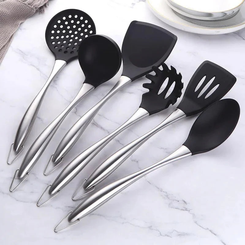 Stainless Steel Non-Stick Utensil Set-Kitchen & Dining > Cooking Utensils-casanuva-Silver-6-Piece Set-casanuva