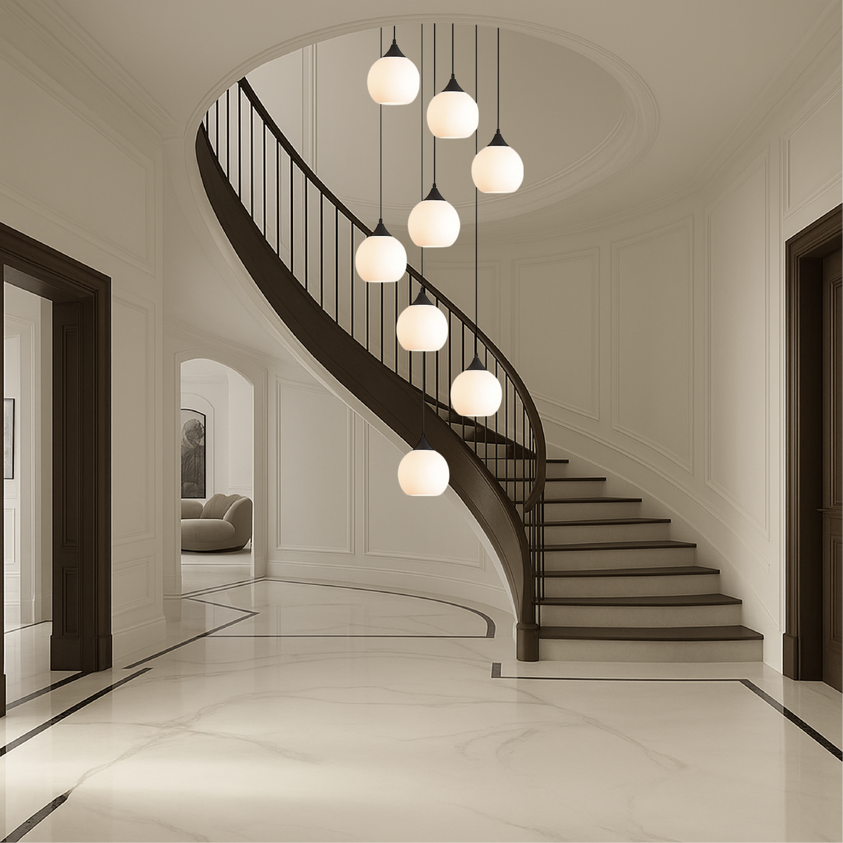 Stair Chandelier with Crystal Accents-Lighting > Chandeliers & Pendant Lights-casanuva-casanuva