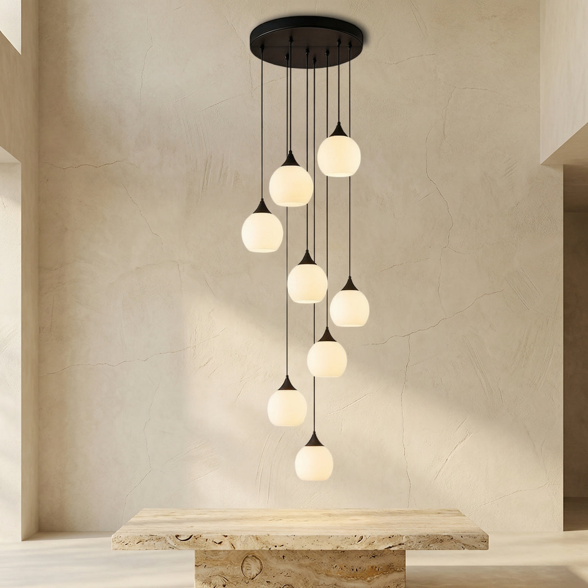 Stair Chandelier with Crystal Accents-Lighting > Chandeliers & Pendant Lights-casanuva-casanuva