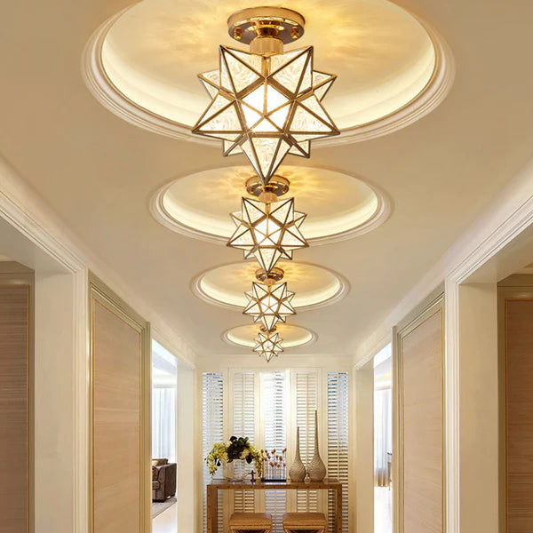 Star Shape Semi Flush Mount Ceiling Light Fixture-Lighting > Ceiling Lights-casanuva-Gold-Not Transparent-casanuva