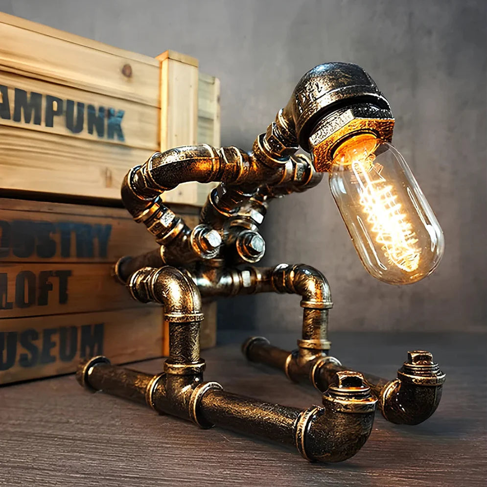 Steampunk Table Lamp with Vintage Design and Edison Bulb-Lighting > Table Lamps-casanuva-The Skier-EU-casanuva