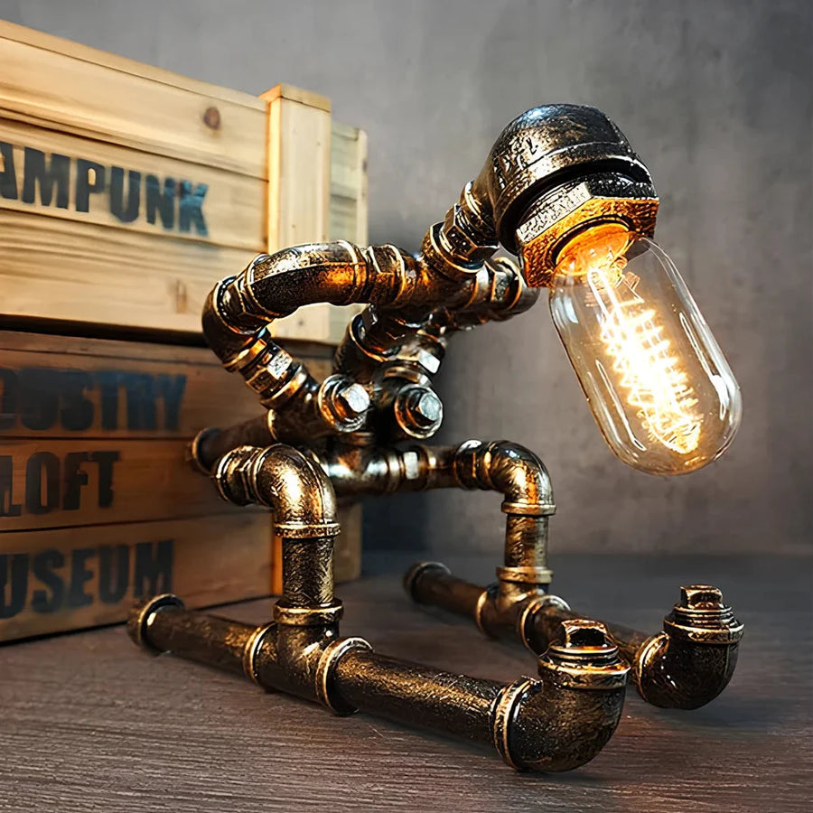 Steampunk Table Lamp with Vintage Design and Edison Bulb-Lighting > Table Lamps-casanuva-The Skier-EU-casanuva