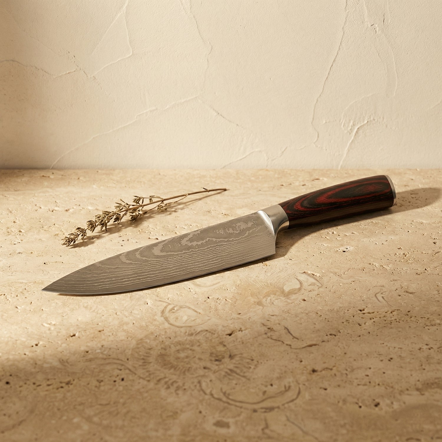 Steel Chef Knife 20 cm Professional Kitchen Knife with Resin Wood Handle-Kitchen & Dining > Knives-casanuva-casanuva