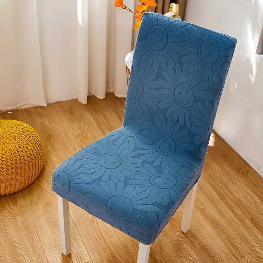 Stretch Flower Chair Cover-Covers & Textiles > Chair Covers-casanuva-Indigo Sky-casanuva