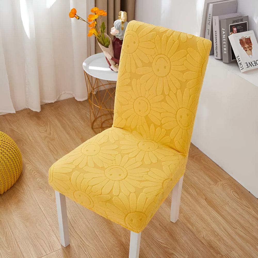 Stretch Flower Chair Cover-Covers & Textiles > Chair Covers-casanuva-Lemon Zest-casanuva
