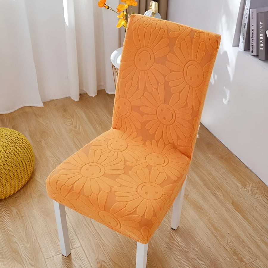 Stretch Flower Chair Cover-Covers & Textiles > Chair Covers-casanuva-Sunburst Orange-casanuva