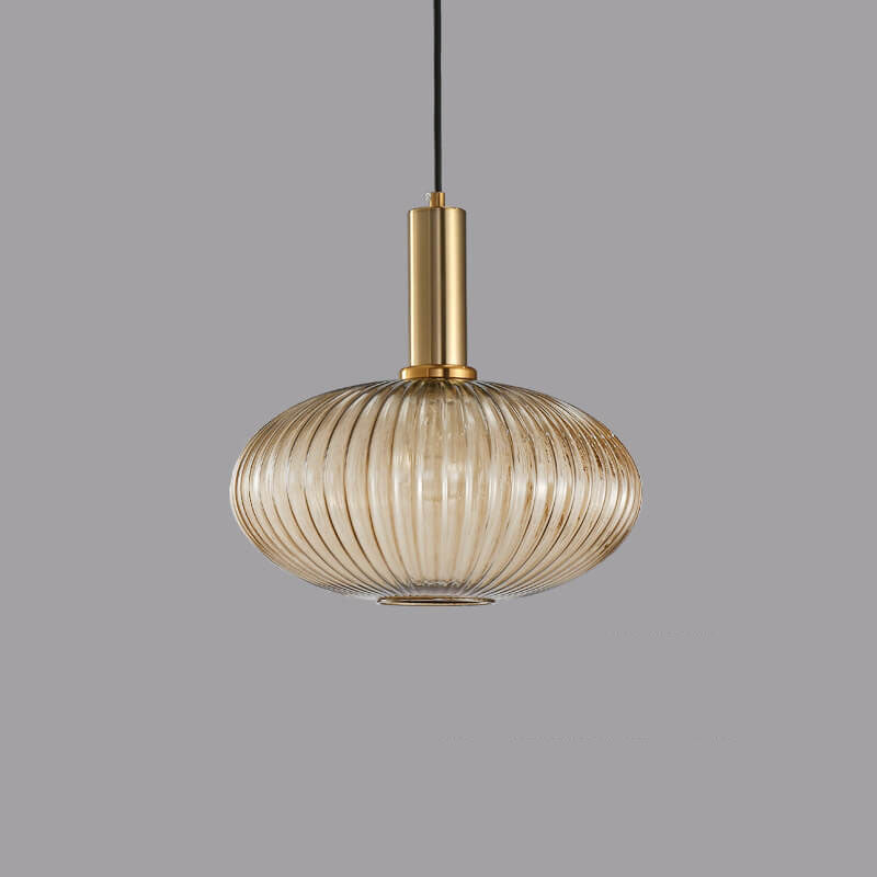 Striped Glass Pendant Light 1-Light Minimalist Lantern-Lighting > Pendant Lights-casanuva-Amber-C-100V-120V-casanuva