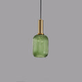 Striped Glass Pendant Light 1-Light Minimalist Lantern-Lighting > Pendant Lights-casanuva-Green-A-100V-120V-casanuva