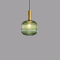 Striped Glass Pendant Light 1-Light Minimalist Lantern-Lighting > Pendant Lights-casanuva-Green-B-100V-120V-casanuva