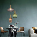 Striped Glass Pendant Light 1-Light Minimalist Lantern-Lighting > Pendant Lights-casanuva-Green-B-220V-240V-casanuva