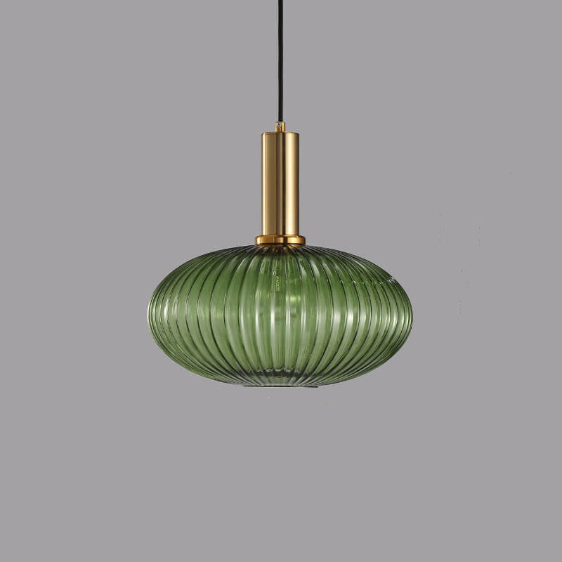 Striped Glass Pendant Light 1-Light Minimalist Lantern-Lighting > Pendant Lights-casanuva-Green-C-100V-120V-casanuva