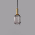 Striped Glass Pendant Light 1-Light Minimalist Lantern-Lighting > Pendant Lights-casanuva-Smoke Gray-A-100V-120V-casanuva