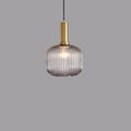 Striped Glass Pendant Light 1-Light Minimalist Lantern-Lighting > Pendant Lights-casanuva-Smoke Gray-B-100V-120V-casanuva